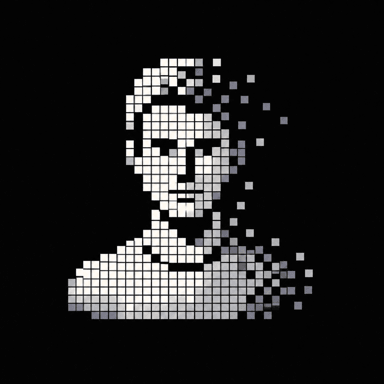 Pixel art portrait assembled from a digital grid