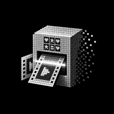 Mosaic pixel art AI scanner analyzing winning video creatives